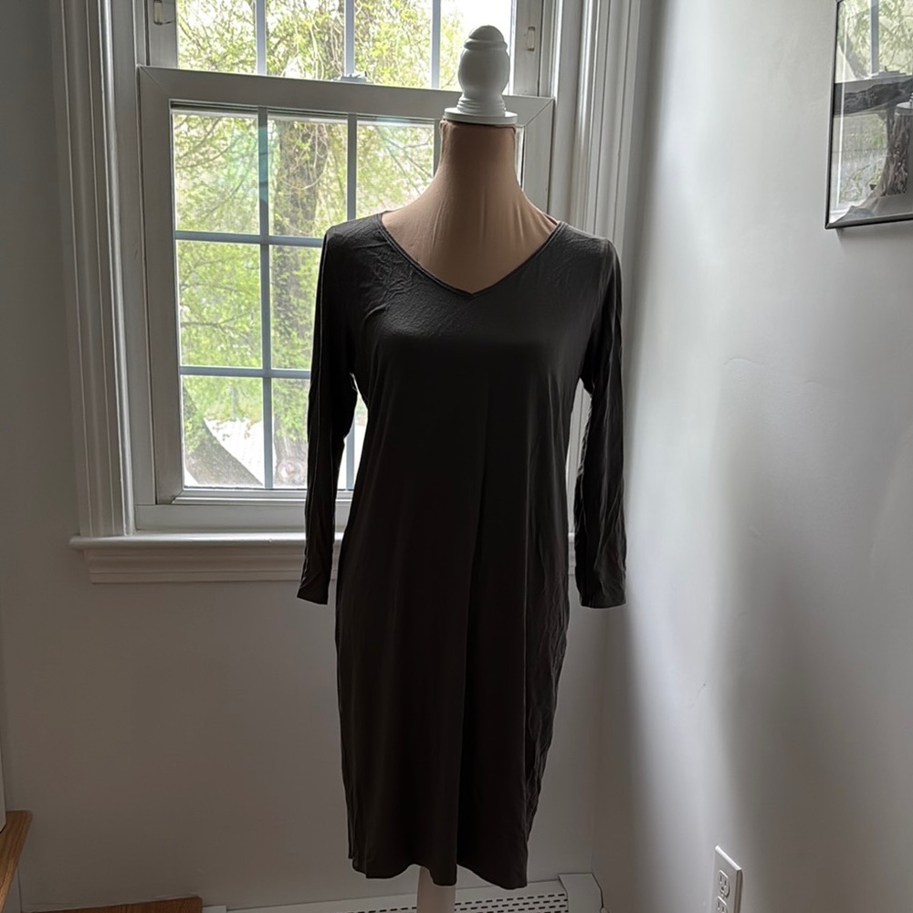 Eileen Fisher Black V-Neck Dress Medium